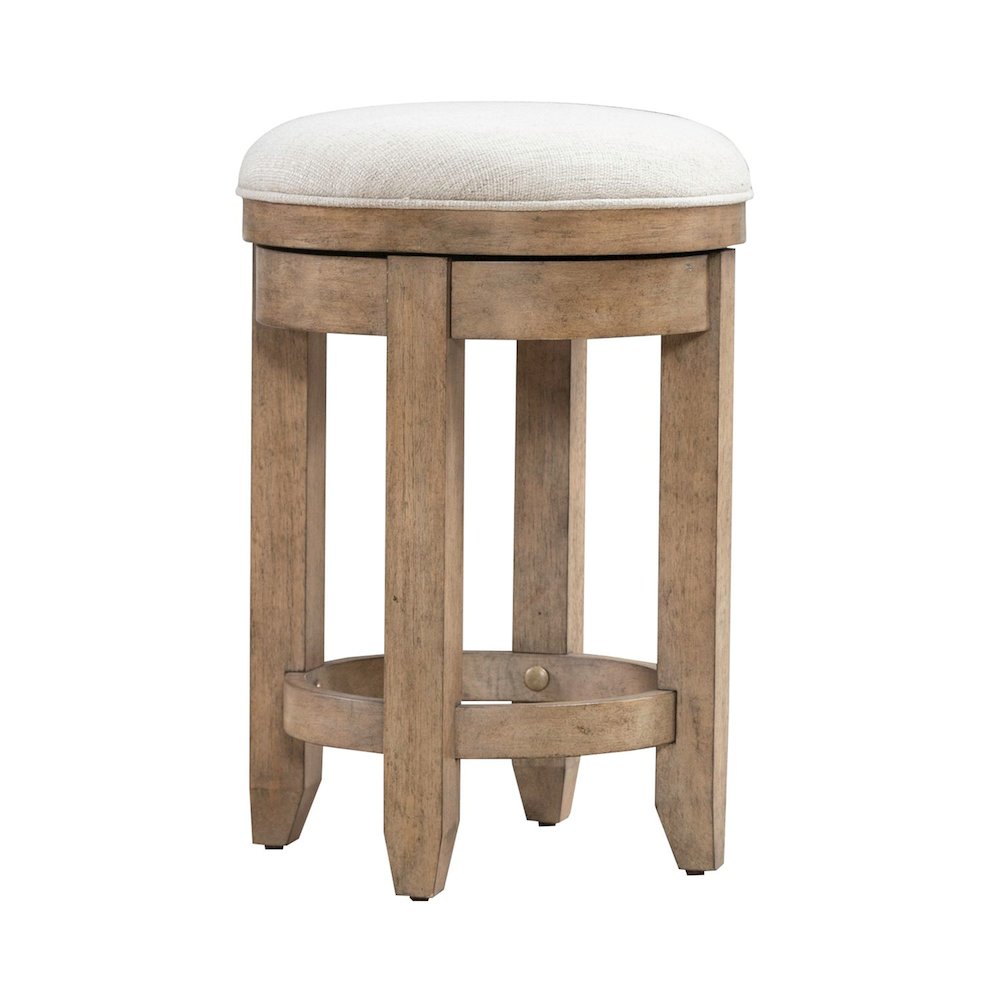 Millstone Upholstered Console Swivel Stool - Nutmeg Wood Frame