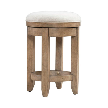 Millstone Upholstered Console Swivel Stool - Nutmeg Wood Frame