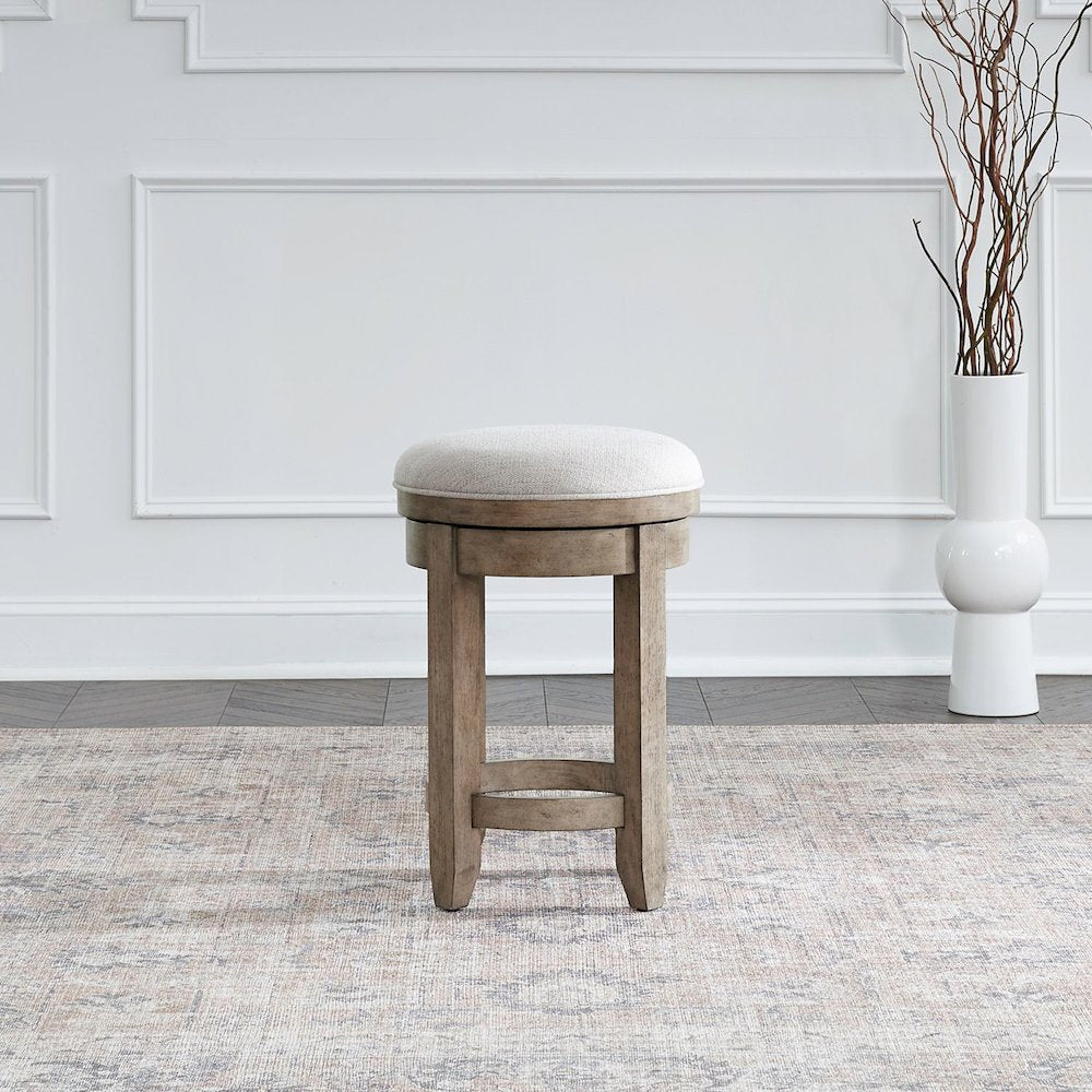 Millstone Upholstered Console Swivel Stool - Nutmeg Wood Frame