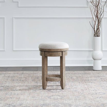 Millstone Upholstered Console Swivel Stool - Nutmeg Wood Frame