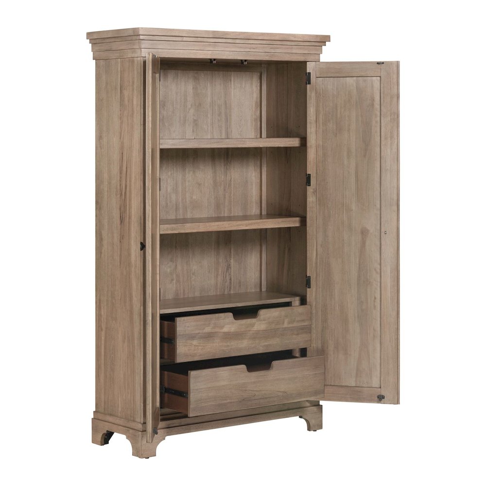 Haven Hills Armoire with Drawers, Adjustable Shelves - Camel Beige