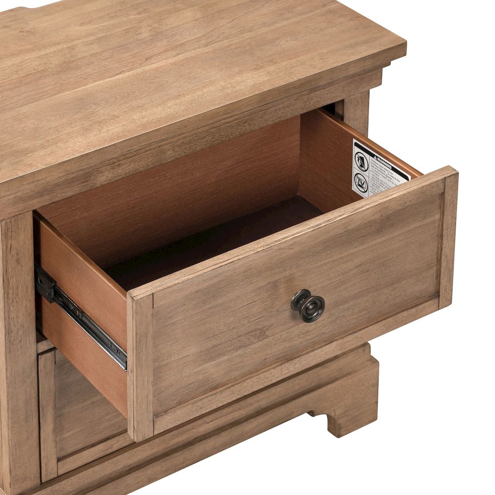 Haven Hills Nightstand with AC USB Charging Ports - Camel Beige