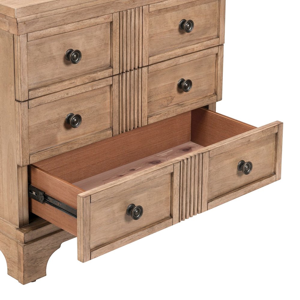 Haven Hills Bedside Nightstand Chest with AC USB Charging Ports - Camel Beige
