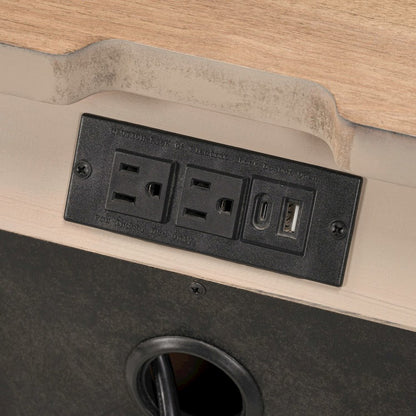 Haven Hills Bedside Nightstand Chest with AC USB Charging Ports - Camel Beige