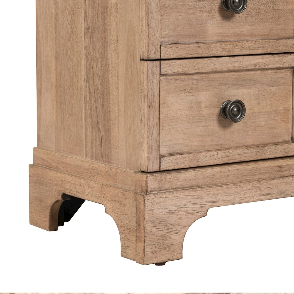 Haven Hills Bedside Nightstand Chest with AC USB Charging Ports - Camel Beige