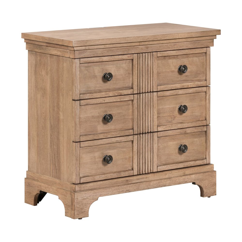 Haven Hills Bedside Nightstand Chest with AC USB Charging Ports - Camel Beige