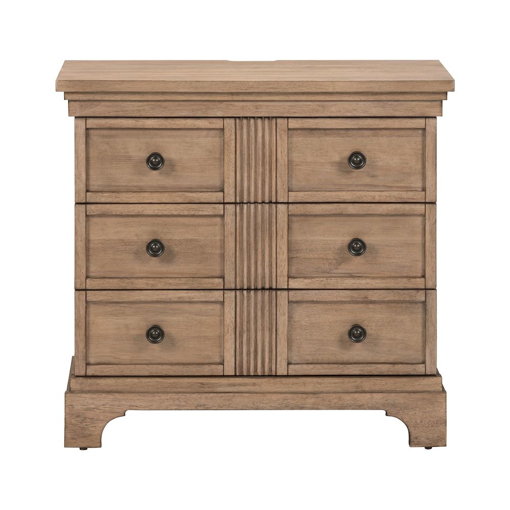 Haven Hills Bedside Nightstand Chest with AC USB Charging Ports - Camel Beige