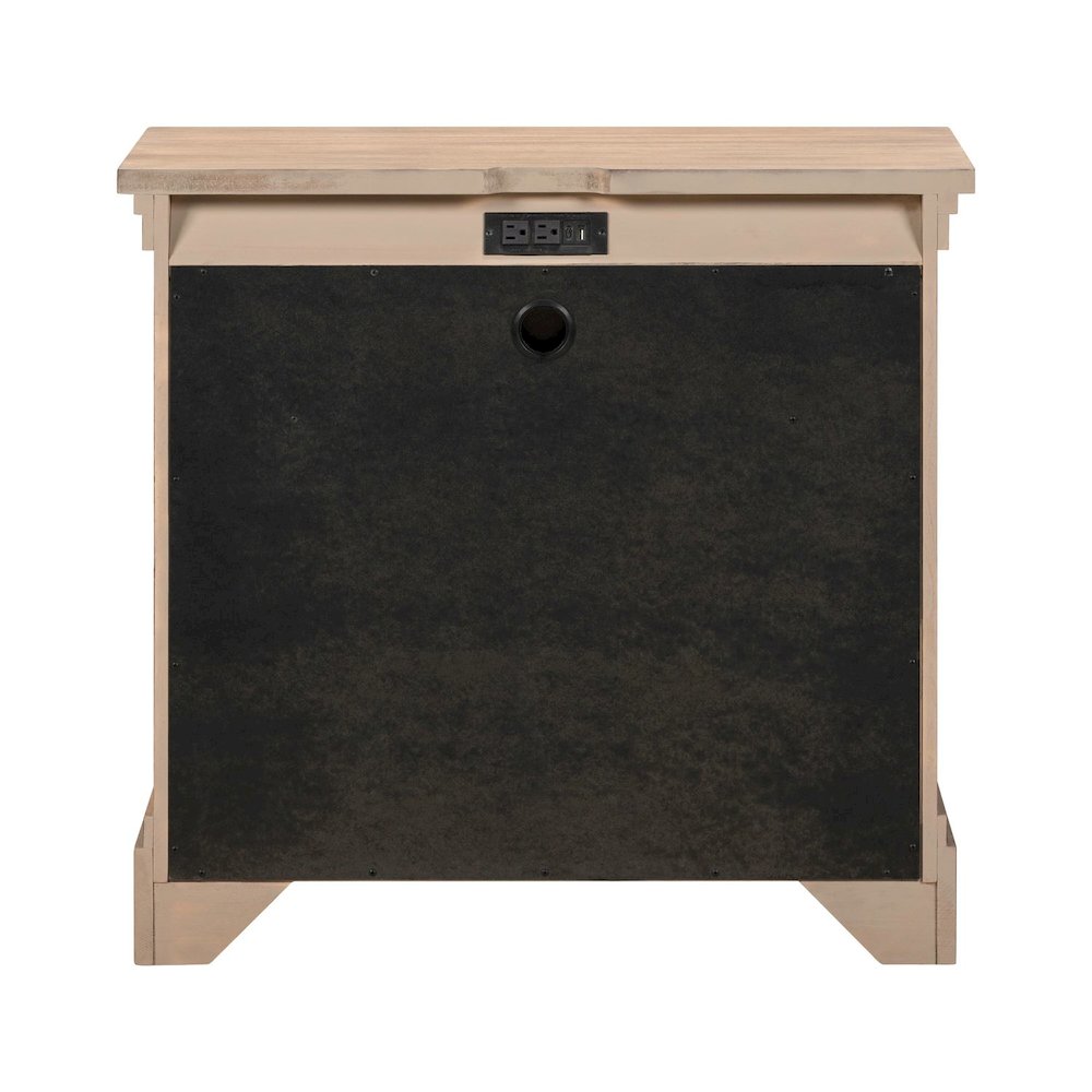 Haven Hills Bedside Nightstand Chest with AC USB Charging Ports - Camel Beige