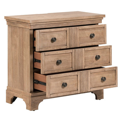 Haven Hills Bedside Nightstand Chest with AC USB Charging Ports - Camel Beige