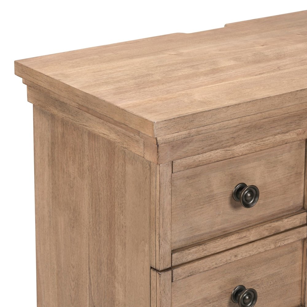 Haven Hills Bedside Nightstand Chest with AC USB Charging Ports - Camel Beige