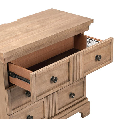 Haven Hills Bedside Nightstand Chest with AC USB Charging Ports - Camel Beige