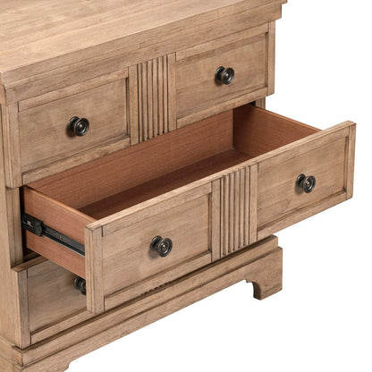 Haven Hills Bedside Nightstand Chest with AC USB Charging Ports - Camel Beige