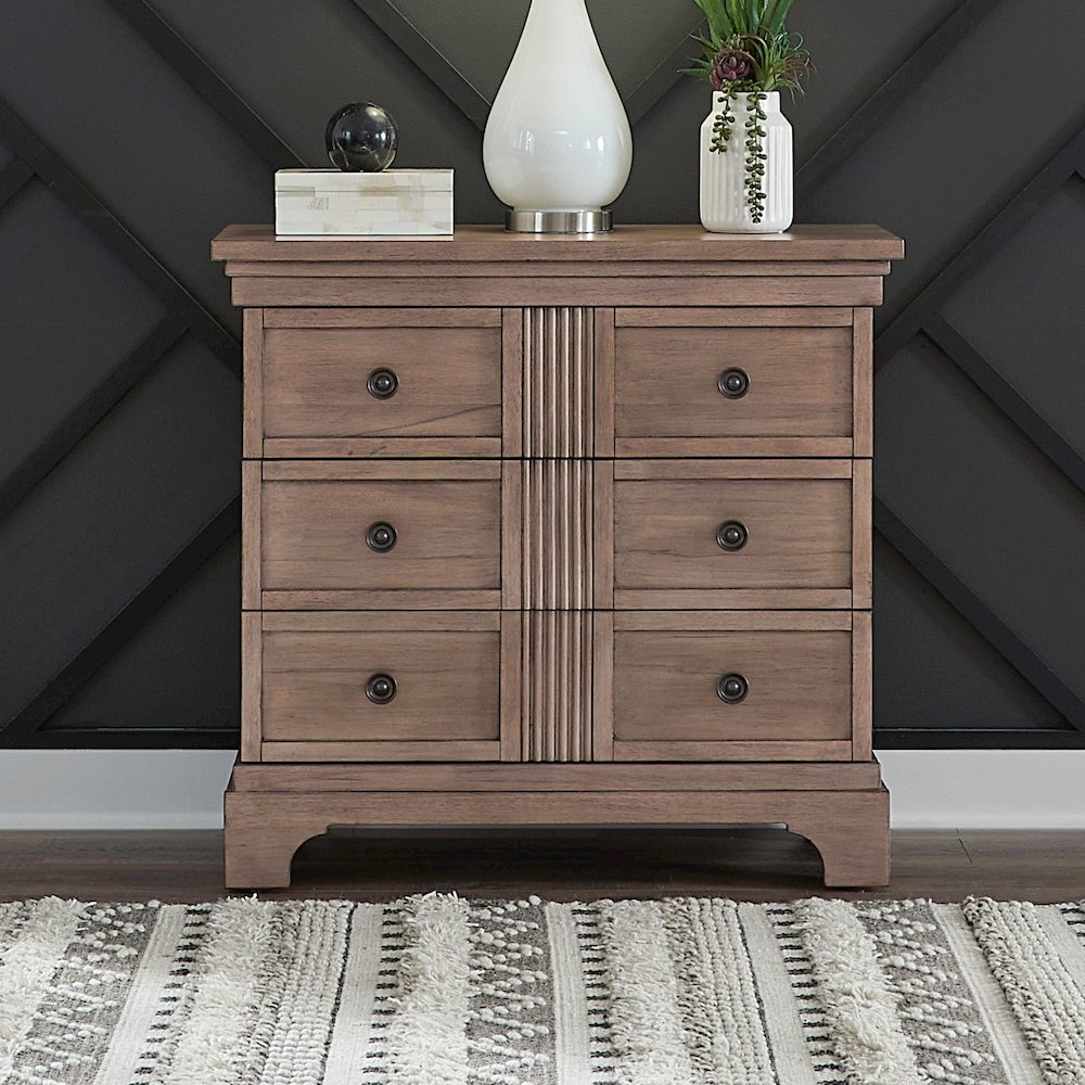 Haven Hills Bedside Nightstand Chest with AC USB Charging Ports - Camel Beige