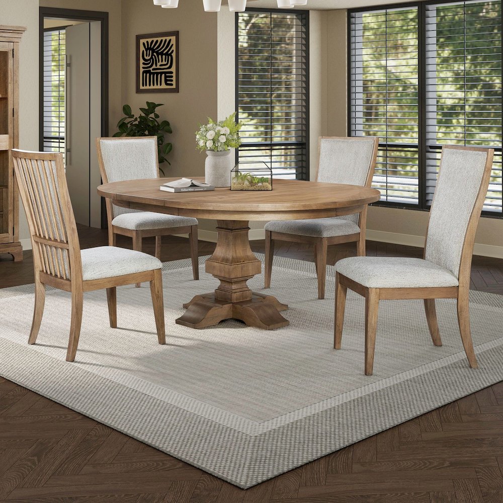 Haven Hills Opt 5 Piece Pedestal Table Set - 4 Upholstered Back Chairs, 18"