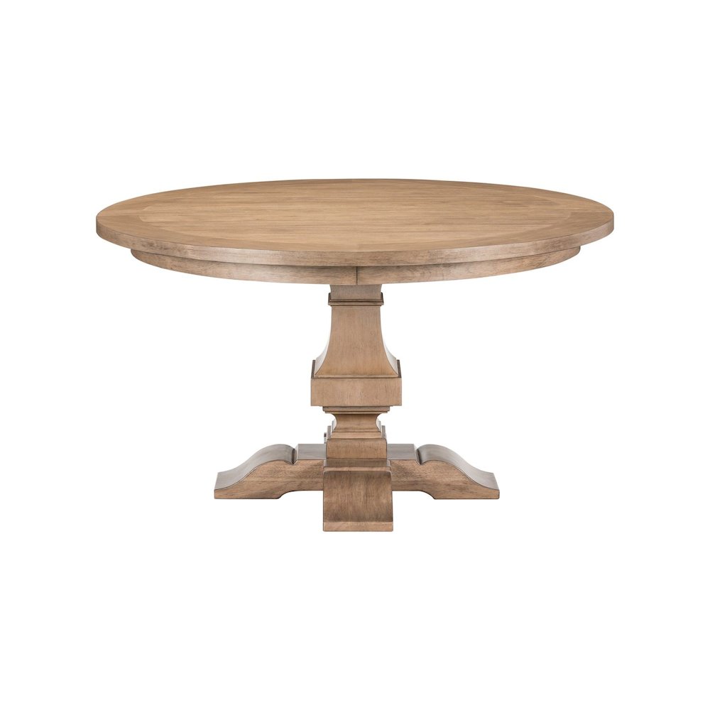 Haven Hills Round Pedestal Table with 18" Removable Leaf - Rustic Camel Beige