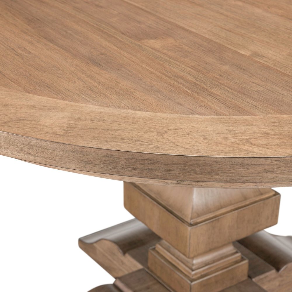 Haven Hills Round Pedestal Table with 18" Removable Leaf - Rustic Camel Beige