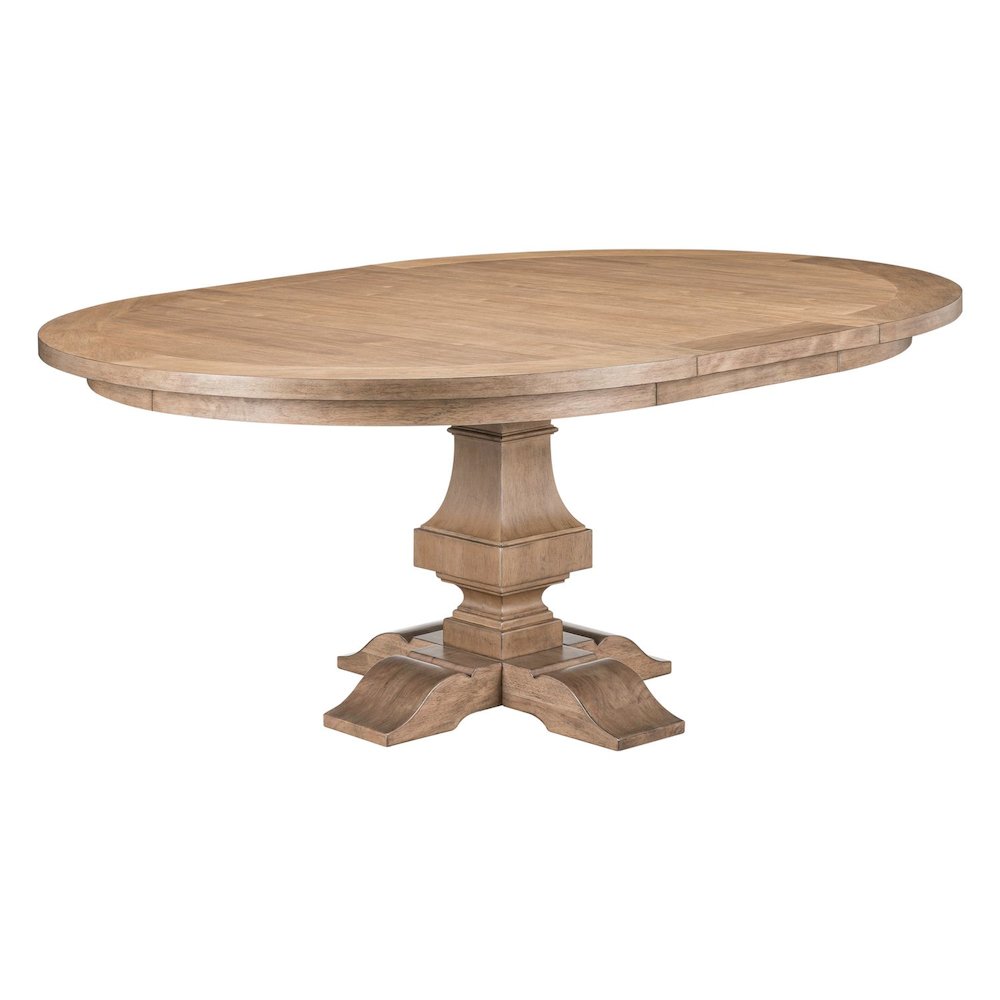 Haven Hills Round Pedestal Table with 18" Removable Leaf - Rustic Camel Beige