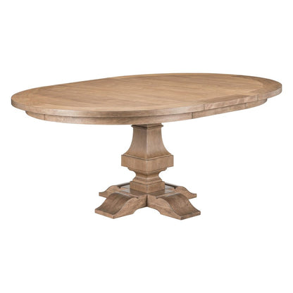 Haven Hills Round Pedestal Table with 18" Removable Leaf - Rustic Camel Beige
