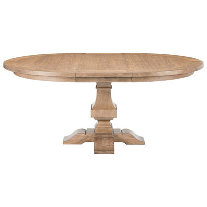 Haven Hills Round Pedestal Table with 18" Removable Leaf - Rustic Camel Beige