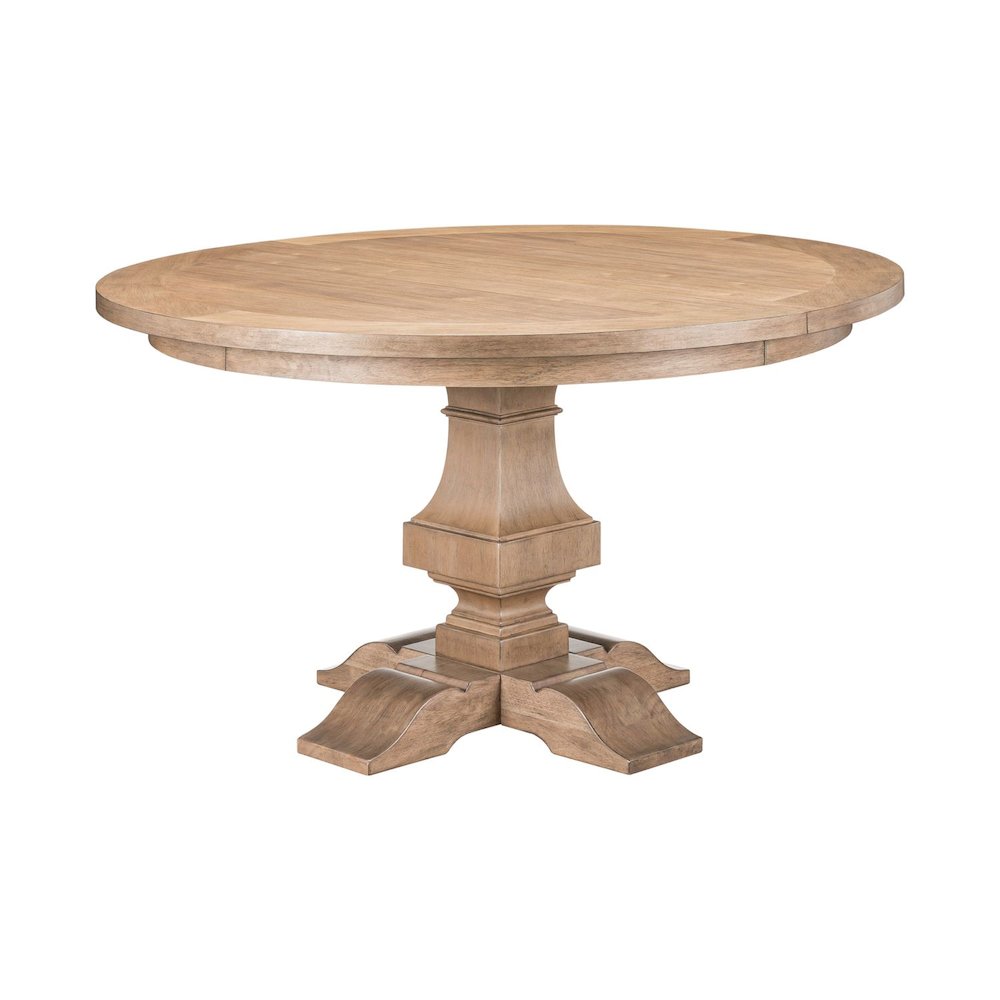 Haven Hills Round Pedestal Table with 18" Removable Leaf - Rustic Camel Beige