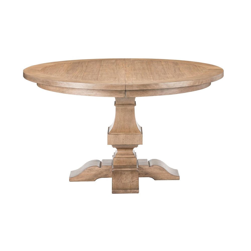 Haven Hills Round Pedestal Table with 18" Removable Leaf - Rustic Camel Beige