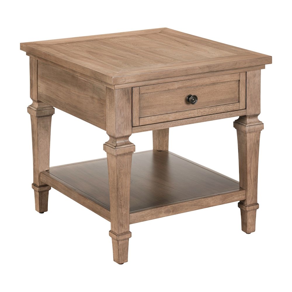 Haven Hills End Table for Living Room Traditional - Camel Beige Birch Wood