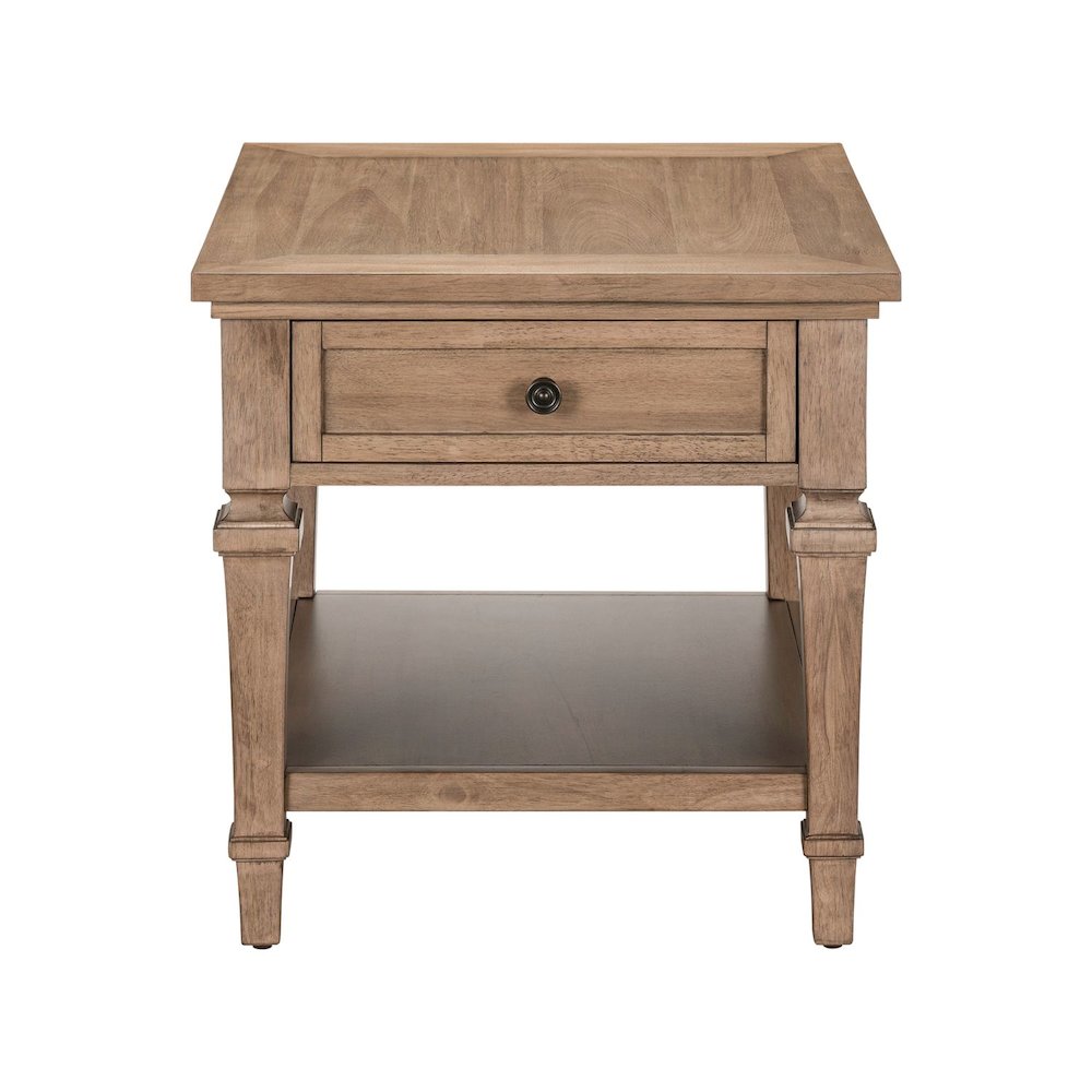 Haven Hills End Table for Living Room Traditional - Camel Beige Birch Wood
