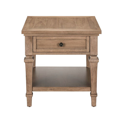 Haven Hills End Table for Living Room Traditional - Camel Beige Birch Wood