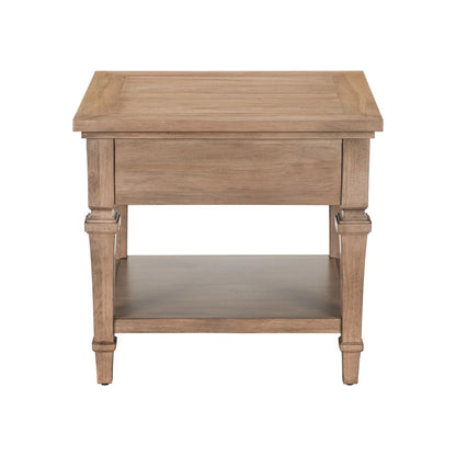 Haven Hills End Table for Living Room Traditional - Camel Beige Birch Wood