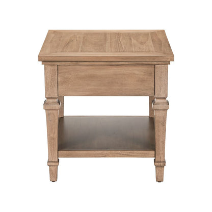 Haven Hills End Table for Living Room Traditional - Camel Beige Birch Wood