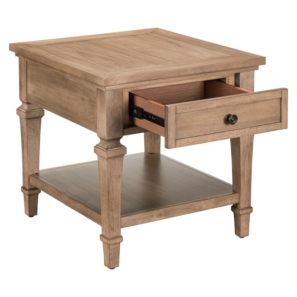 Haven Hills End Table for Living Room Traditional - Camel Beige Birch Wood