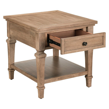 Haven Hills End Table for Living Room Traditional - Camel Beige Birch Wood