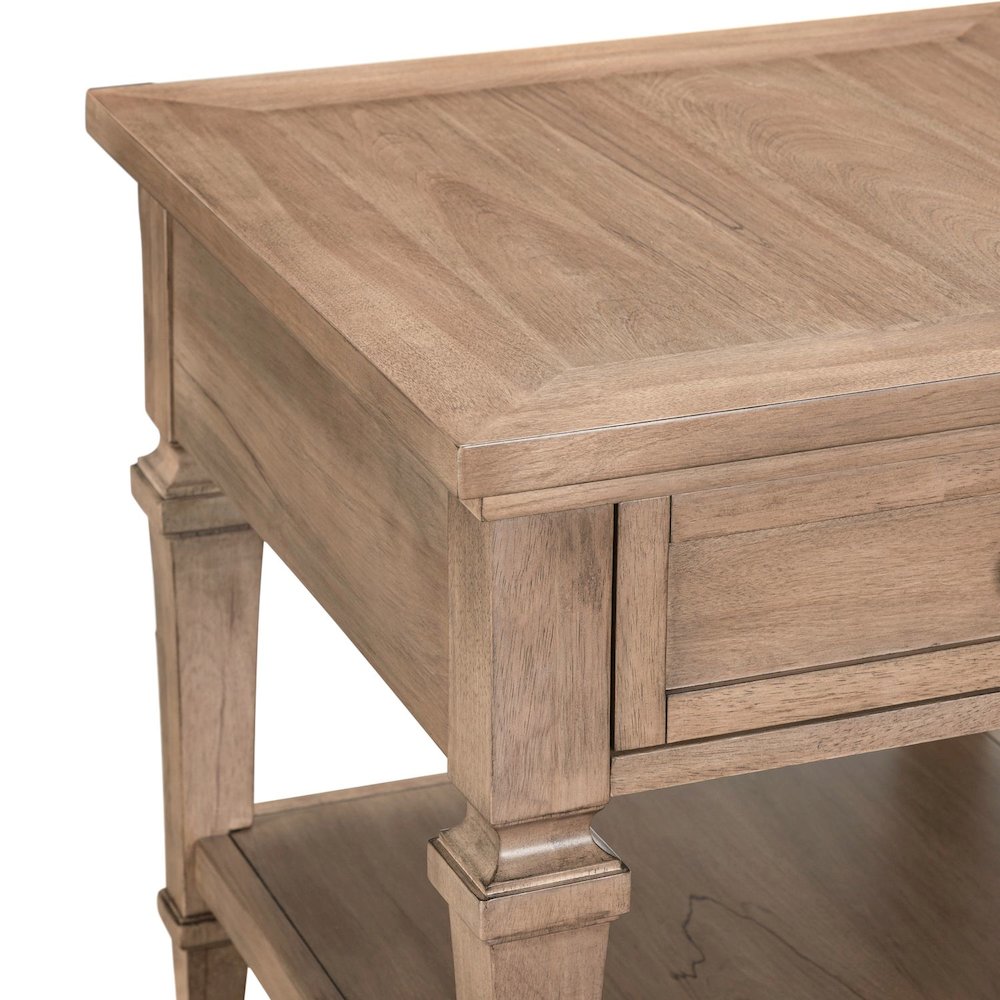 Haven Hills End Table for Living Room Traditional - Camel Beige Birch Wood
