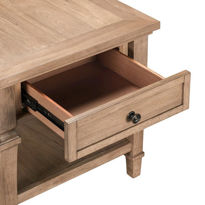 Haven Hills End Table for Living Room Traditional - Camel Beige Birch Wood