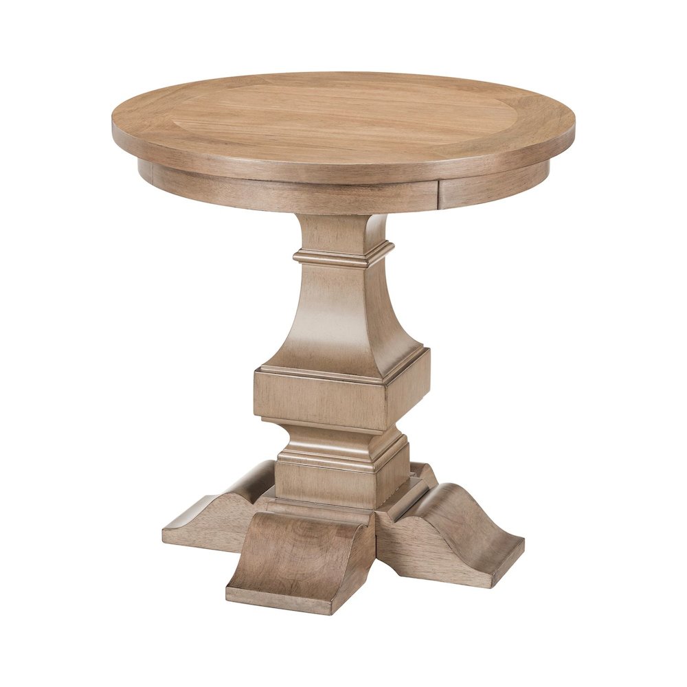 Haven Hills Round End Table for Living Room Traditional - Camel Beige Birch Wood