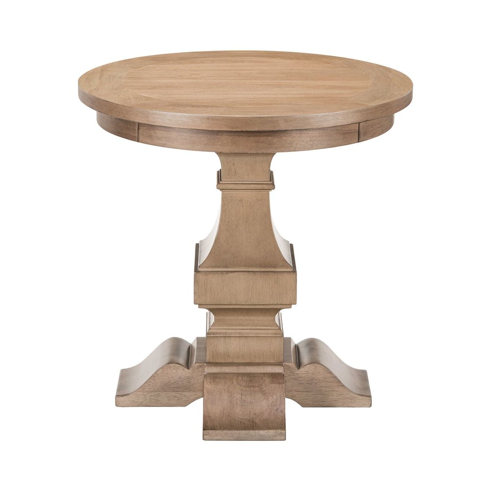 Haven Hills Round End Table for Living Room Traditional - Camel Beige Birch Wood