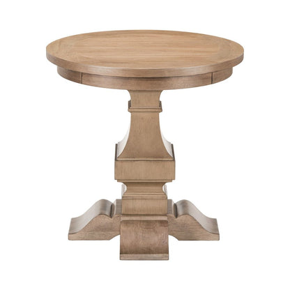 Haven Hills Round End Table for Living Room Traditional - Camel Beige Birch Wood