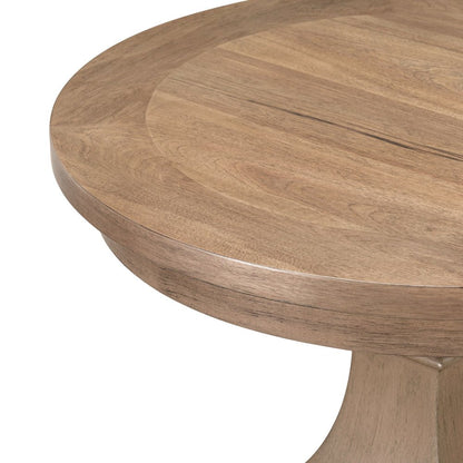 Haven Hills Round End Table for Living Room Traditional - Camel Beige Birch Wood