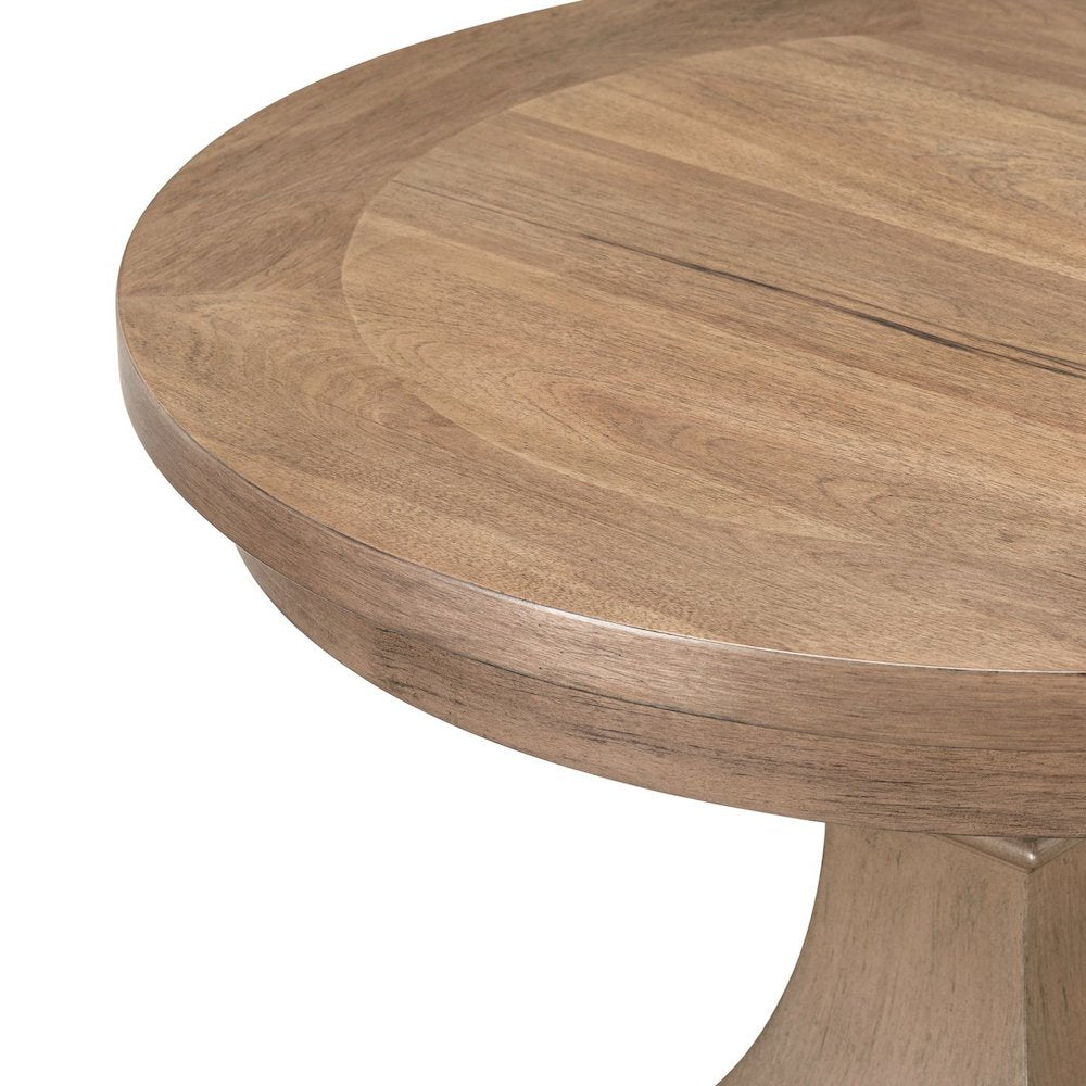 Haven Hills Round End Table for Living Room Traditional - Camel Beige Birch Wood