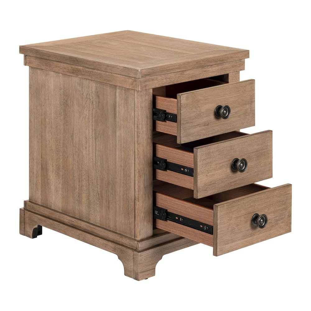 Haven Hills Chairside Table for Living Room Traditional - Camel Beige Birch Wood