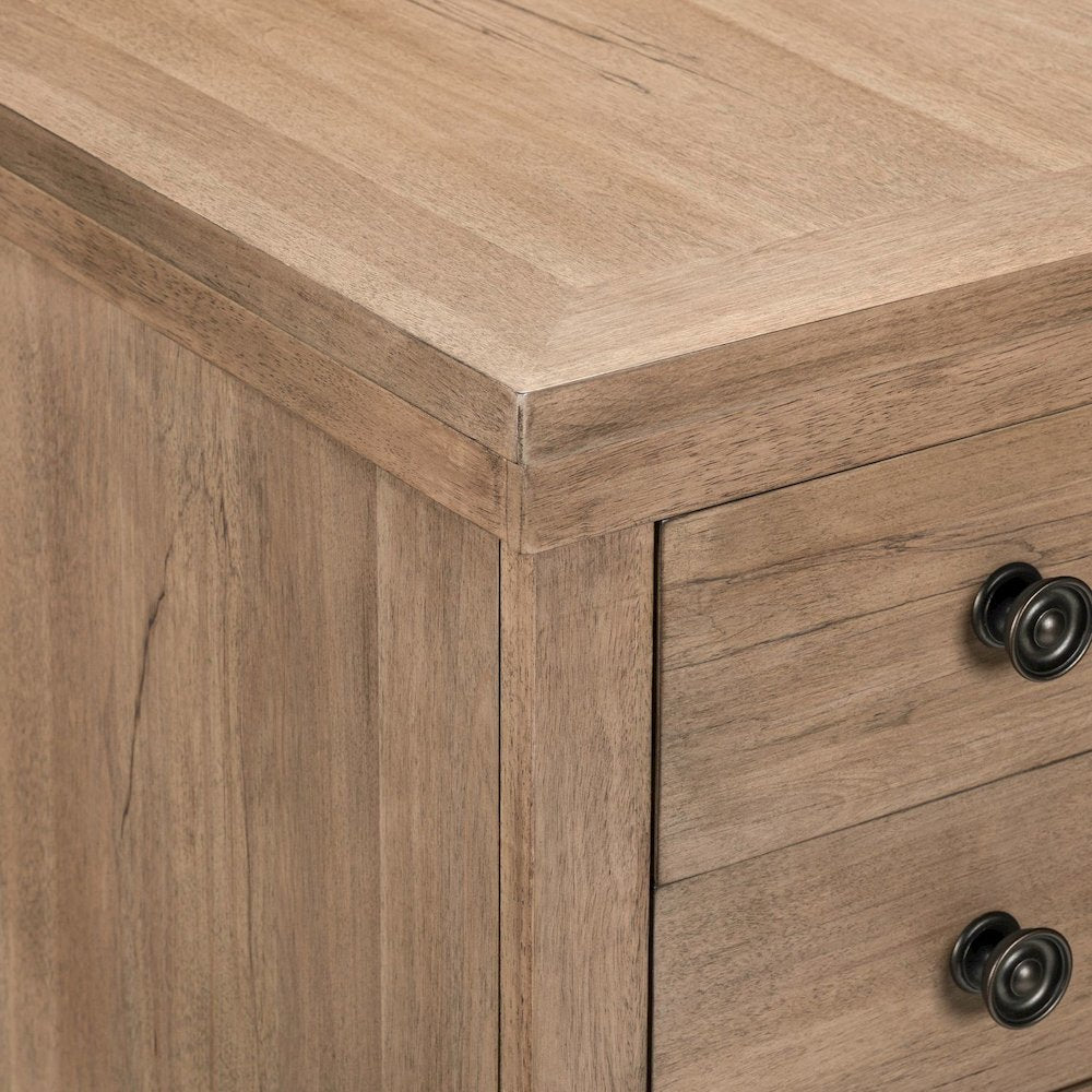 Haven Hills Chairside Table for Living Room Traditional - Camel Beige Birch Wood