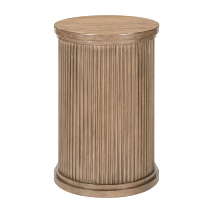 Haven Hills Round Chairside Table for Living Room - Camel Beige Birch Wood