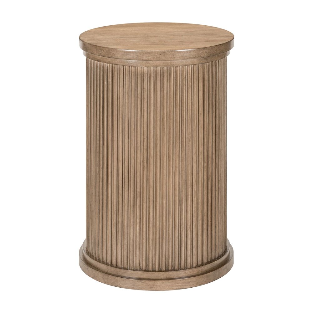 Haven Hills Round Chairside Table for Living Room - Camel Beige Birch Wood