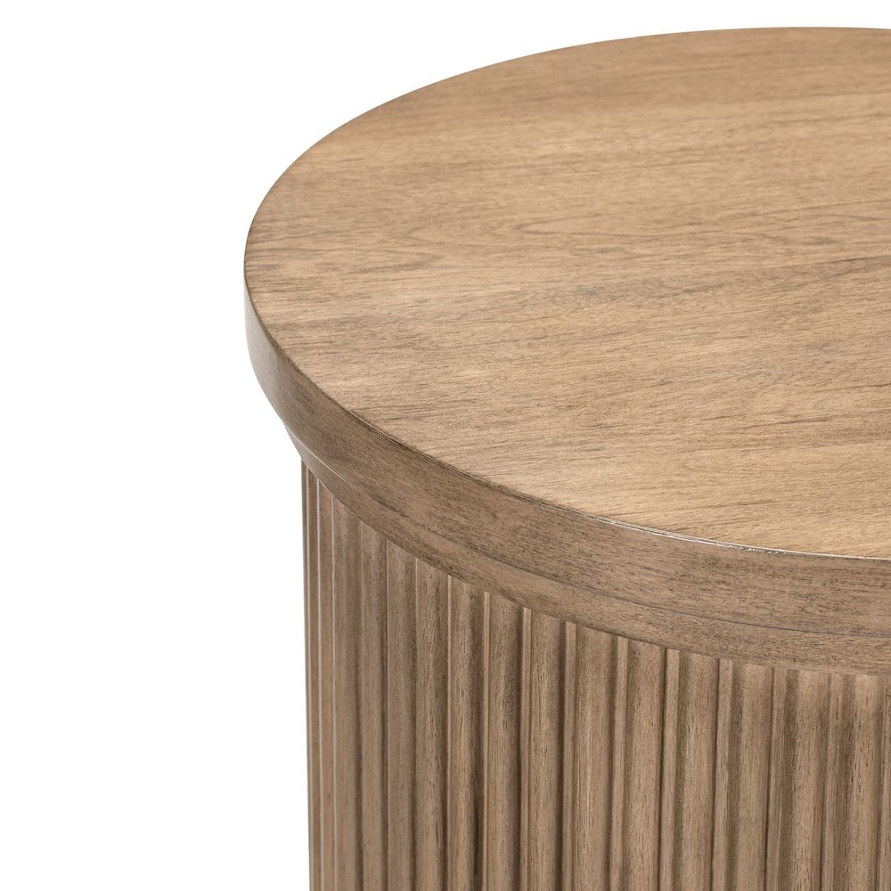 Haven Hills Round Chairside Table for Living Room - Camel Beige Birch Wood