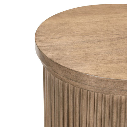 Haven Hills Round Chairside Table for Living Room - Camel Beige Birch Wood