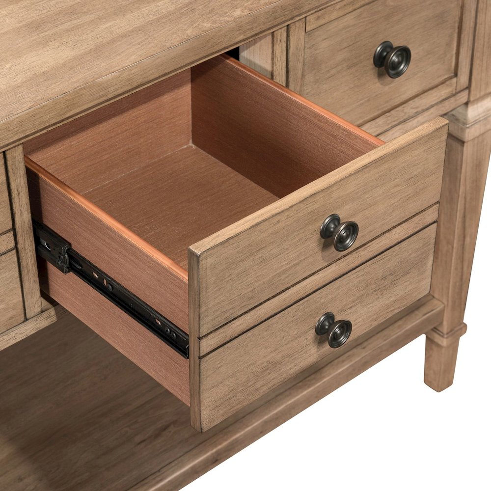 Haven Hills Sofa Table for Living Room Traditional - Camel Beige Birch Wood