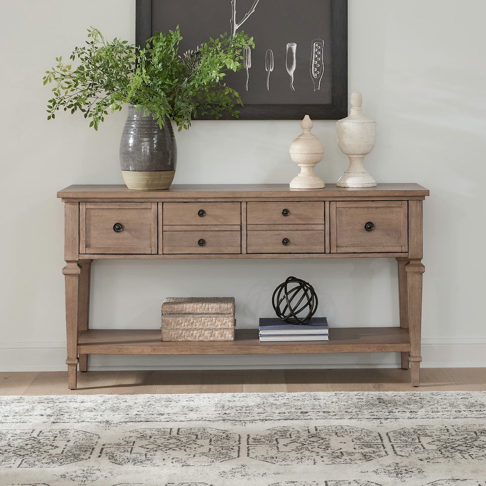 Haven Hills Sofa Table for Living Room Traditional - Camel Beige Birch Wood