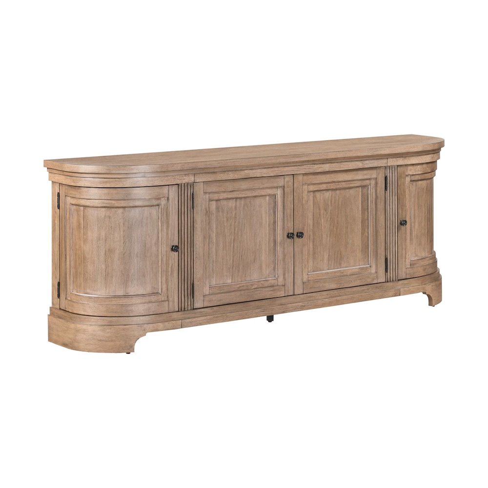 82 Inch Entertainment TV Console Adjustable Shelves - Camel Beige Birch Wood