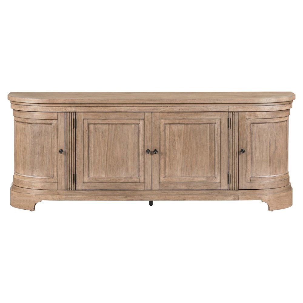 82 Inch Entertainment TV Console Adjustable Shelves - Camel Beige Birch Wood