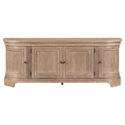 82 Inch Entertainment TV Console Adjustable Shelves - Camel Beige Birch Wood